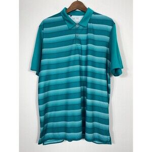 Adidas Men’s Golf Polo Shirt Teal Blue Striped Size L